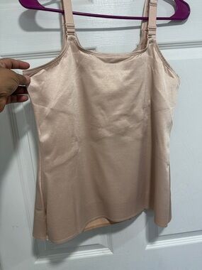 Ruby Ribbon Nude Satin Chemise Slip Top